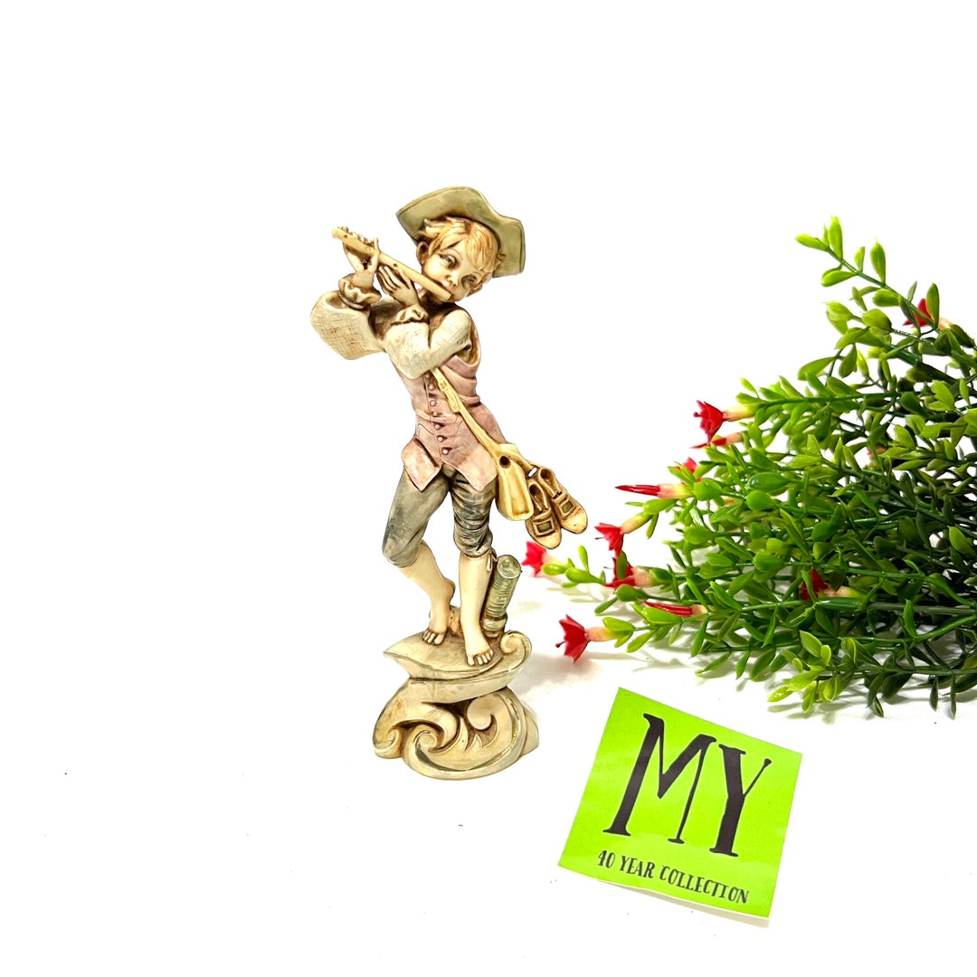 Vintage Depose Italy Shepherd Boy Playing the Flute Figurine by