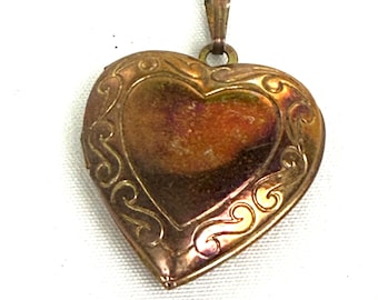Vintage Herz Medaillon Anhänger - Romantisches Foto Medaillon - Ornate Swirl Design - Antik Gold Ton Halsketten Charme