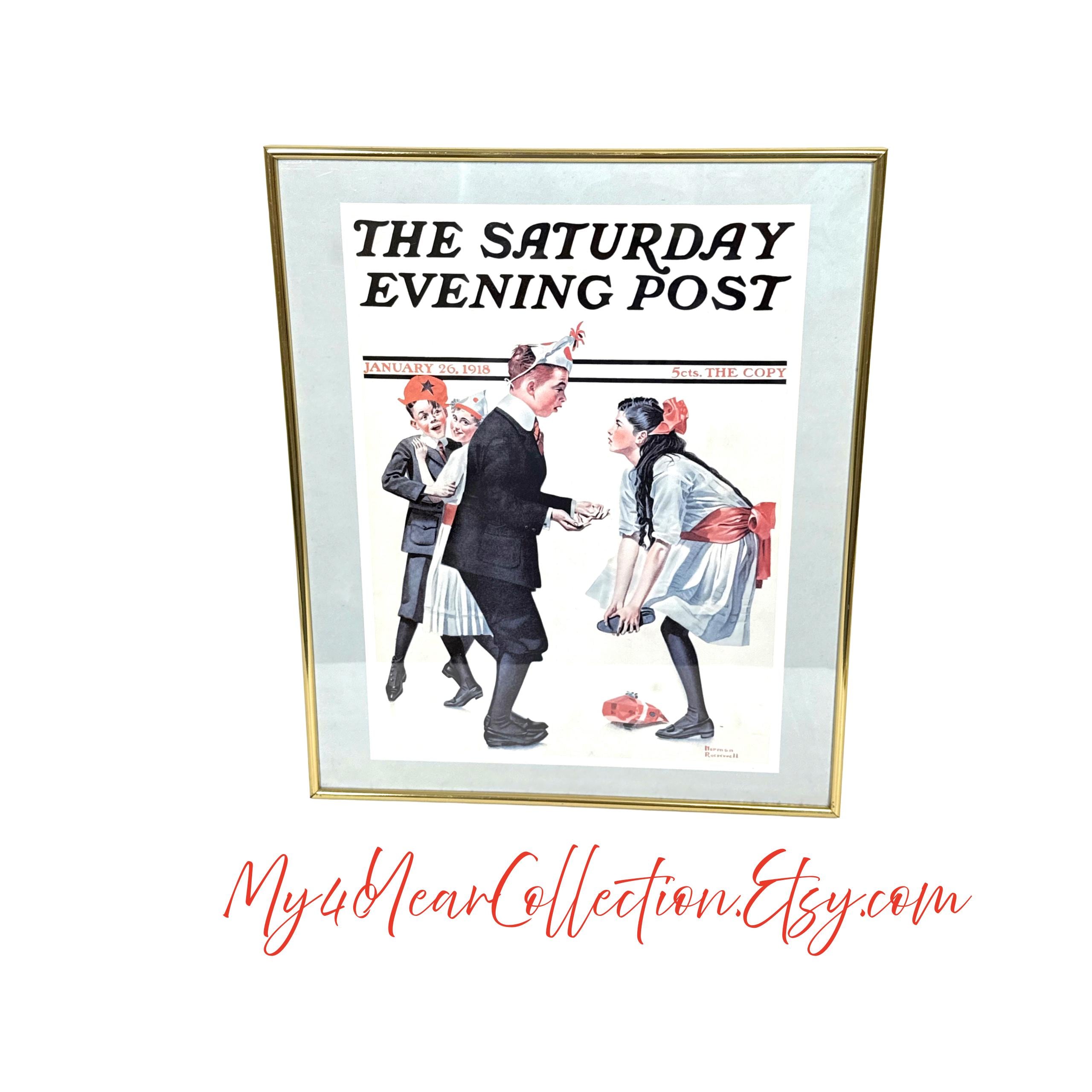 Framed Saturday Evening Post Print, 1918 Cover Art Reproduction
