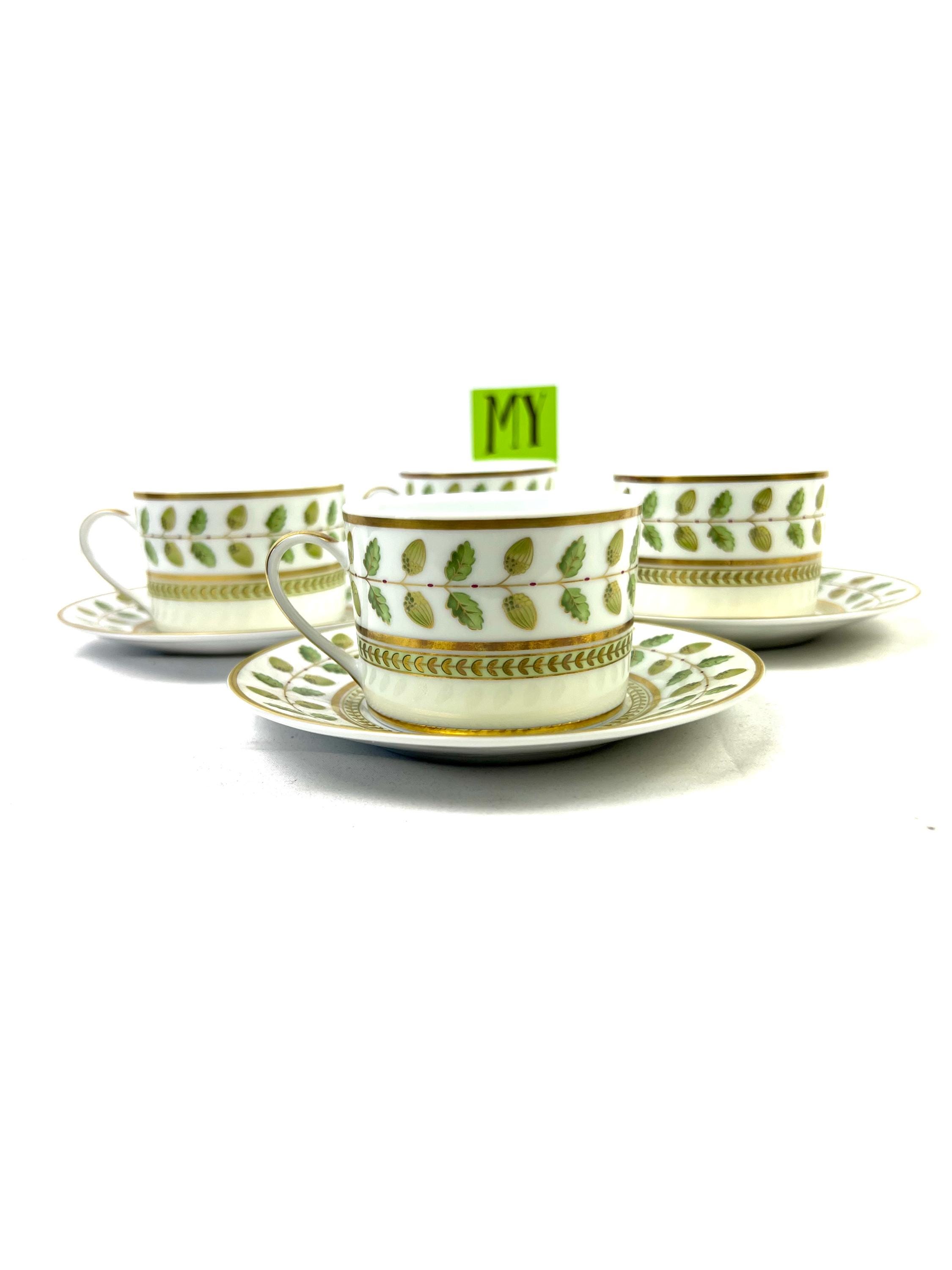 Vintage Bernardaud Limoges Constance Cup and Saucer Set: Green
