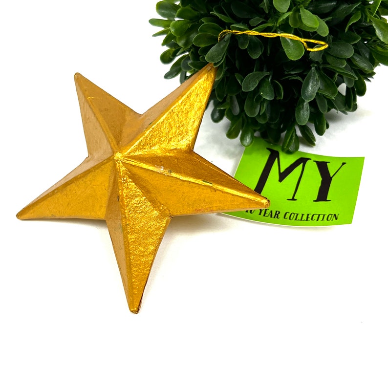Pretty Vintage Gold Hard Paper Mache Star Ornament Christmas Etsy