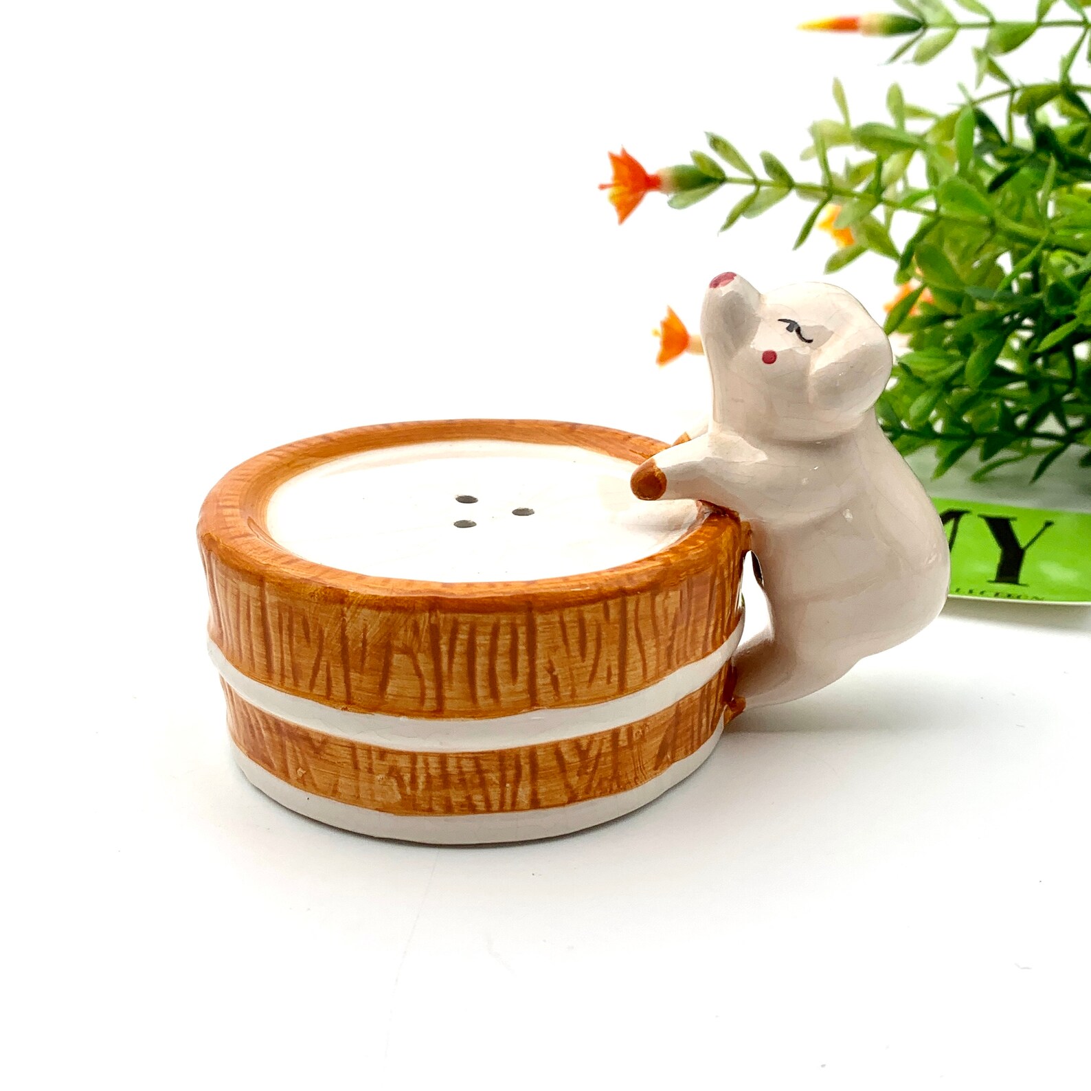 Adorable Ceramic Pig With Barrel Salt Shaker ONLY Pig Decor Etsy