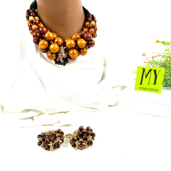 Vintage Artisan Necklace and Earrings Set - Layer… - image 6