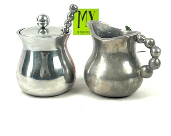 Zestaw do śmietanki i cukru Mariposa Brillante w stylu vintage: odlew aluminiowy z recyklingu