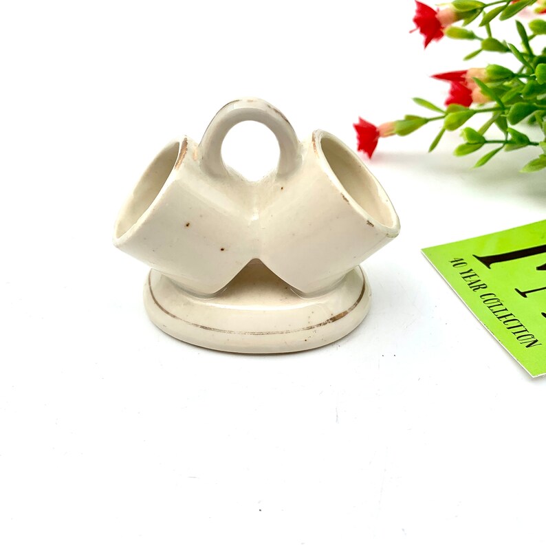 Vintage Occupied Japan Pottery Toothpick Holder Two Attached Etsy