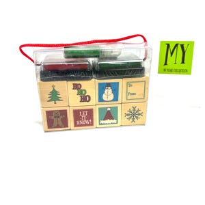 Sellos antiguos - Sellos navideños de madera y caucho de Recollections - Suministros para manualidades - My40YearCollection
