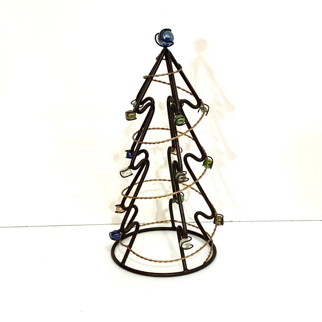 Unique Vintage Heavy Wire Christmas Tree With Marbles Etsy