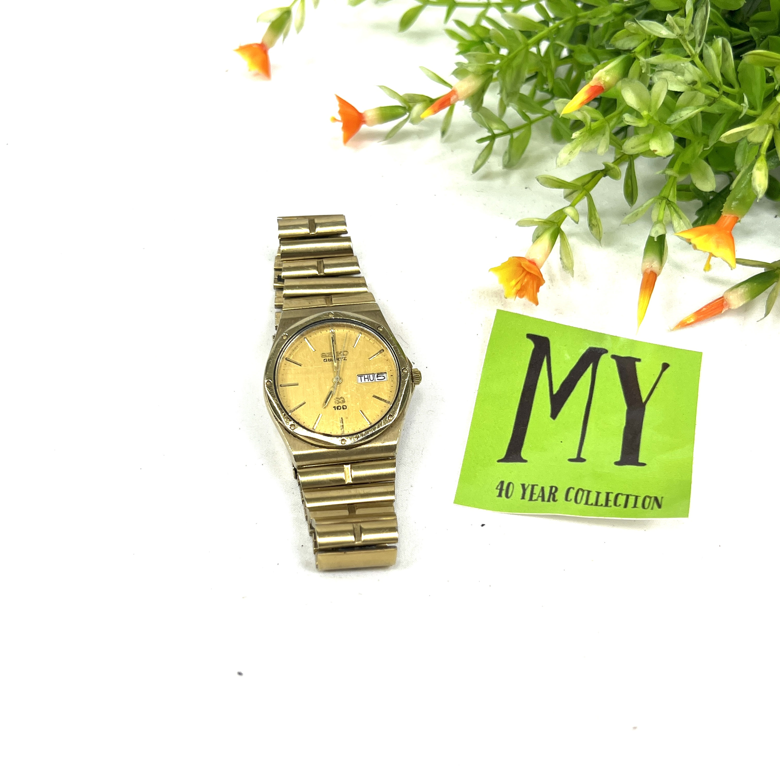 Vintage Seiko Herrenuhr - 8123-7079 M Gold Filled - Benötigt eine neue Batterie - Goldfarbenes Band - Geschenk für Ihn My40YearCollection