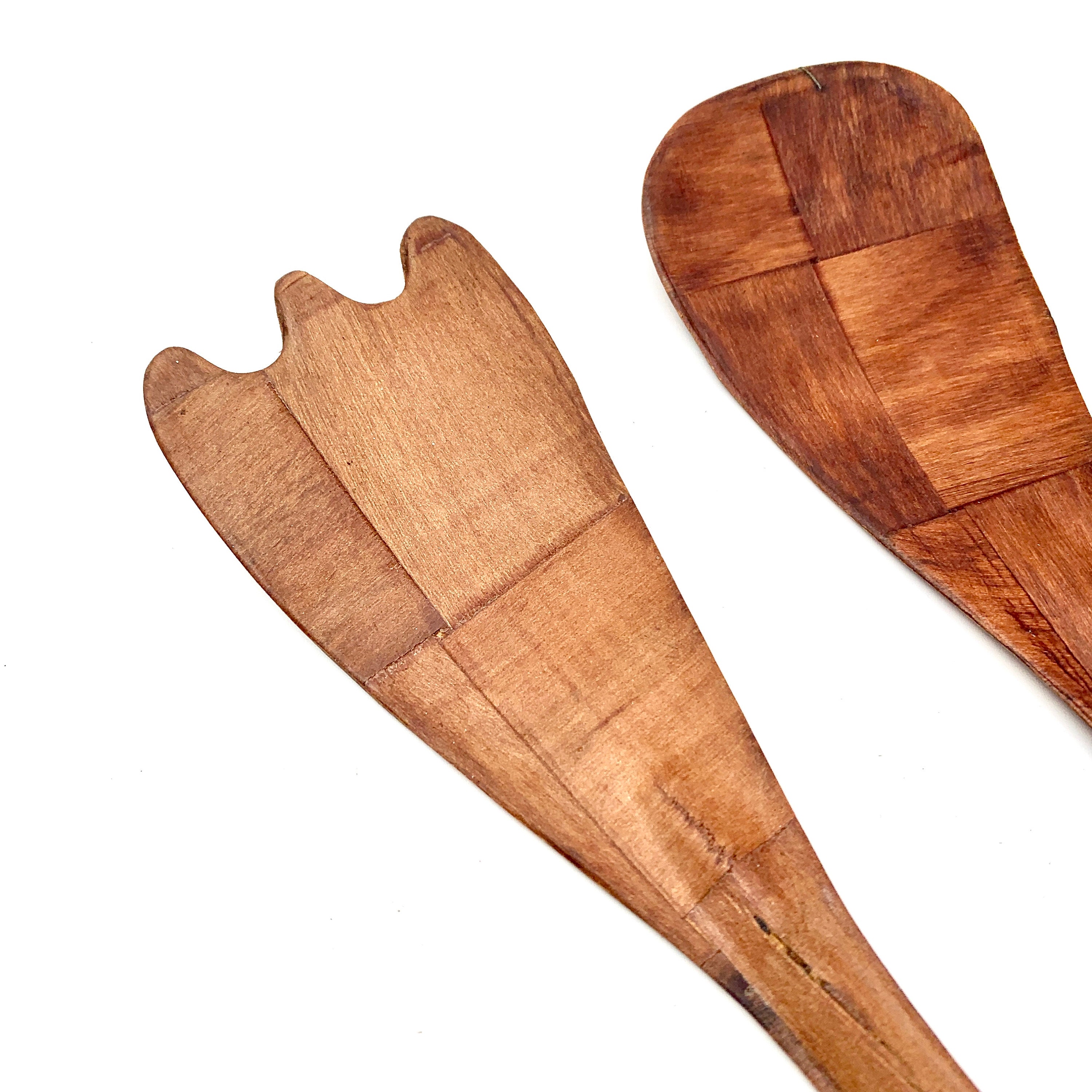 Vintage Bamboo Salad Serving Utensils Salad Serving Set Light Etsy