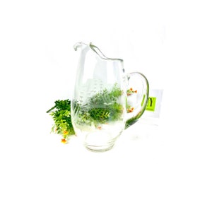 Vintage Javit Austria Crystal Pitcher: Etched Clipper Ship, 1982