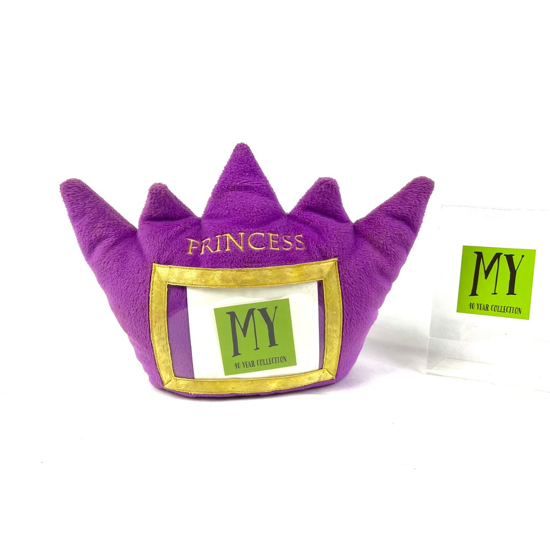 Vintage Plush Cushion Purple Crown Shaped Princess Photo Insert Gift