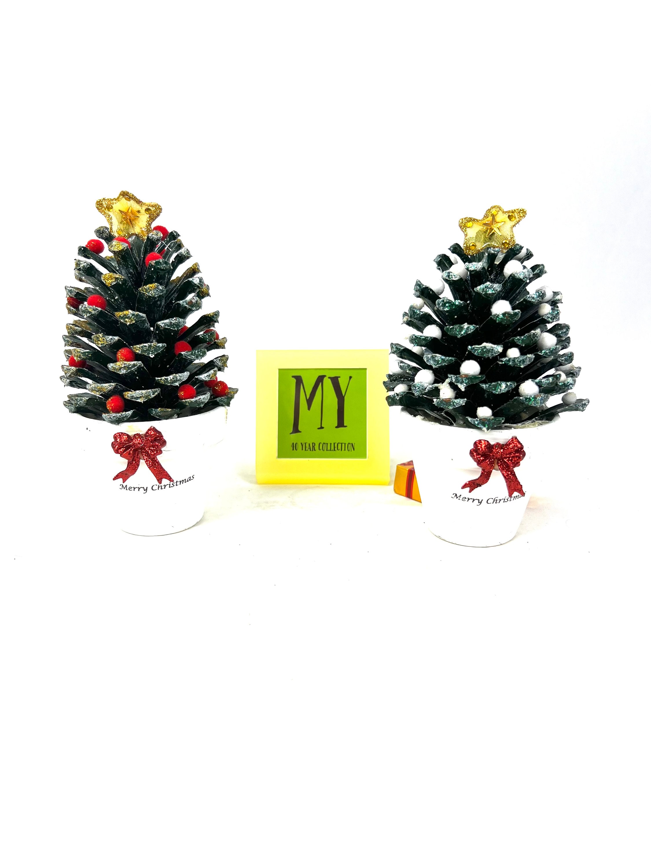 Confezione da 2 decorazioni per albero di Natale da tavolo da