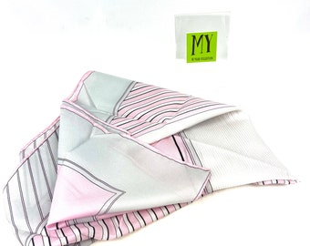 Vintage Scarf - Silk Pastel Pink Gray Geometric Pattern Square Scarf - Leonardi Paris - My40YearCollection
