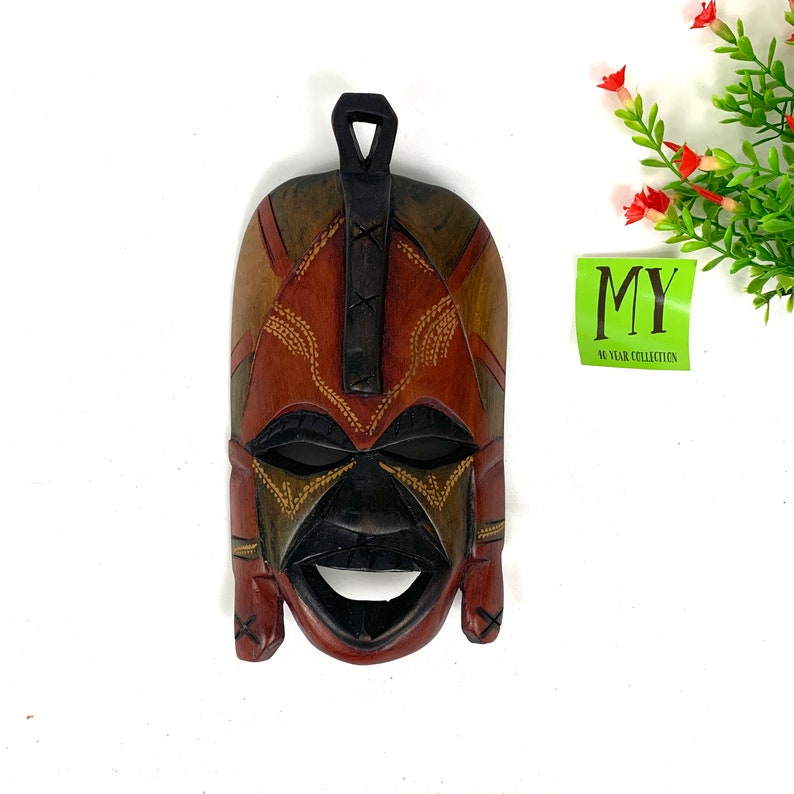 Vintage Carved Wood African Tribal Mask Made in Kenya Wall Etsy