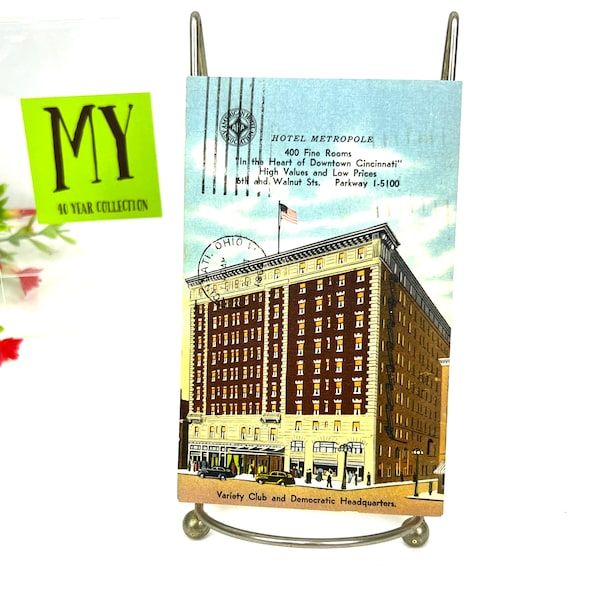 Vintage Postcard - Hotel Metropole, Cinncinnatti Ohio Variety Club and Democratic Headquarters - Hotel Postcard My40YearCollection