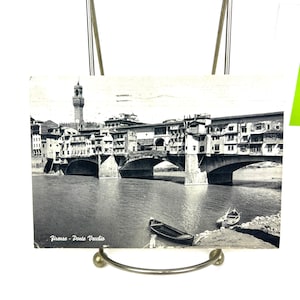 Carte postale vintage - Florence Ponte Vecchio - Florence Italie - Carte postale noir et blanc - Timbres italiens de 1954 postés - My40YearCollection