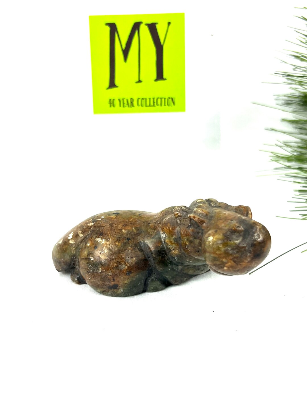 Vintage Hippo Figurine Artisan Carved Hippo in Zimbabwe Serpentine