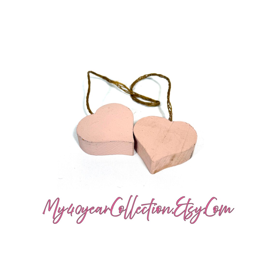 Vintage Pink Wooden Heart Hanging Decor Rustic Cottage Farmhouse ...