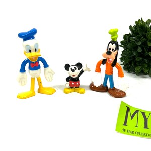 Vintage Walt Disney Resort Figurines, Donald Duck and Goofy, small Mickey Mouse FIgurine Bendable Disney Figurines My40YearCollection