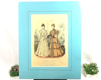 1886年 ラ・モード・イラストリー版画：手彩色のビクトリア朝