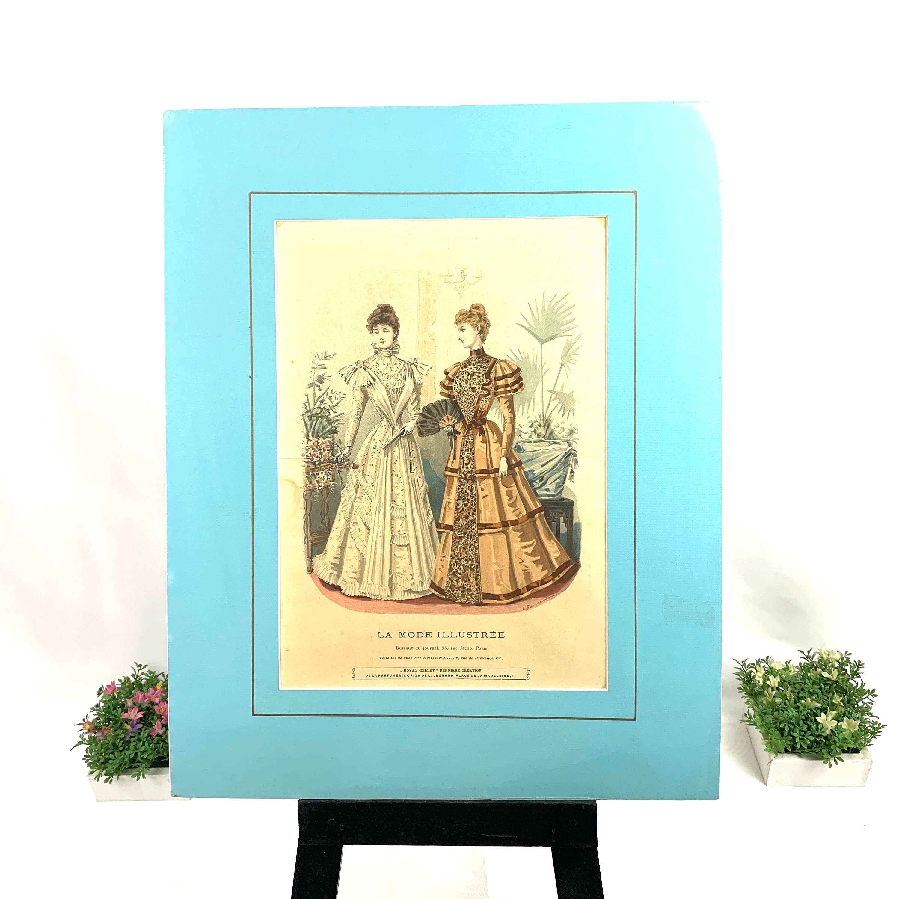 1886年 ラ・モード・イラストリー版画：手彩色のビクトリア朝