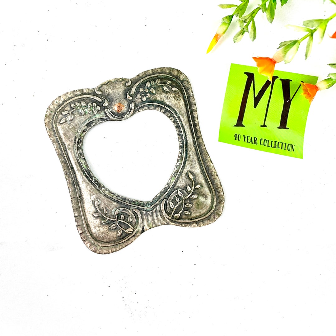 Silver on Copper Plate Heart Cut Out Ornate Square Metal Plate Etsy