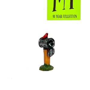 Vintage Miniature Fairy Garden Mailbox with Red Cardinal