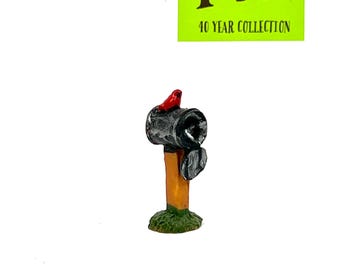 Vintage Miniature Fairy Garden Mailbox with Red Cardinal