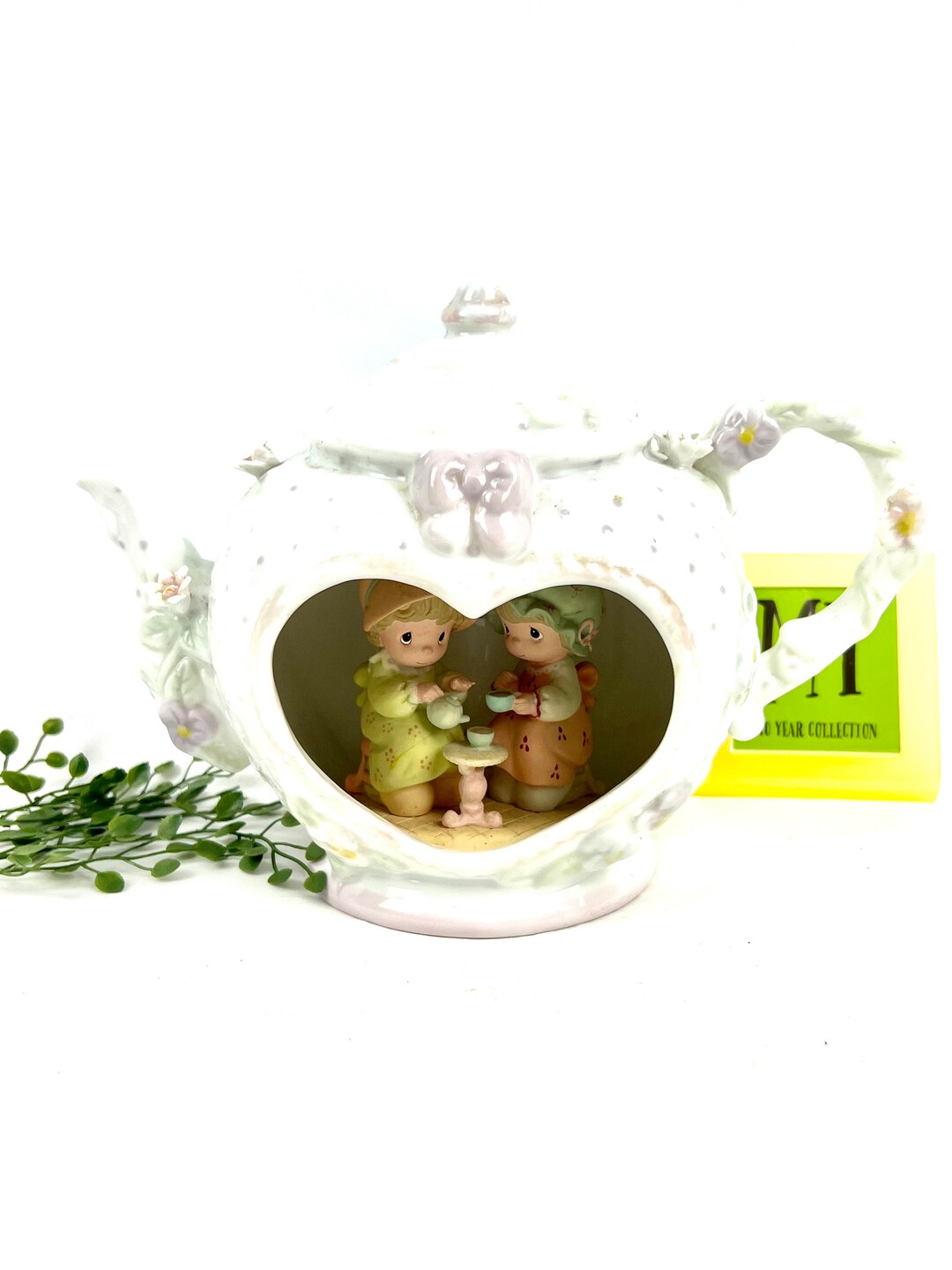 Vintage Precious Moments Porcelain Teapot Friendship Heart Etsy
