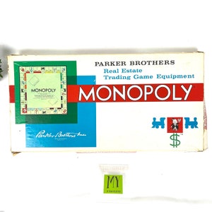Vintage 1961 Parker Brothers &quot;Monopoly&quot; Board Game - Real Estate Trading Game - Missing 2 Green Houses - Used - My40YearCollection