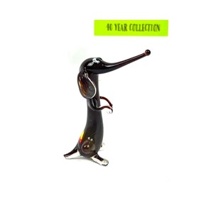 Vintage Figurine - Art Glass Dog Figurine - Brown Dachshund Figurine - Small Glass Dog Figurine - My40YearCollection