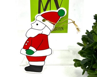 Vintage Acrylic Santa Christmas Ornament, Retro Tree Decor