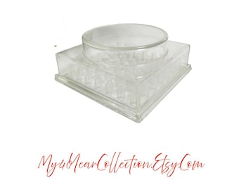 Soporte para flores cuadrado de acrílico transparente vintage de Hong Kong para arreglos florales, decoración de mediados de siglo.