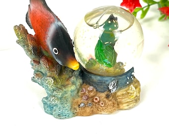 Vintage Tropical Fish Snow Globe: Resin Butterfly Fish Beach Decor