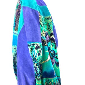 Vintage Leather Pant Suit Set: Julien K Purple Abstract Jacket, Size 8-10 image 8