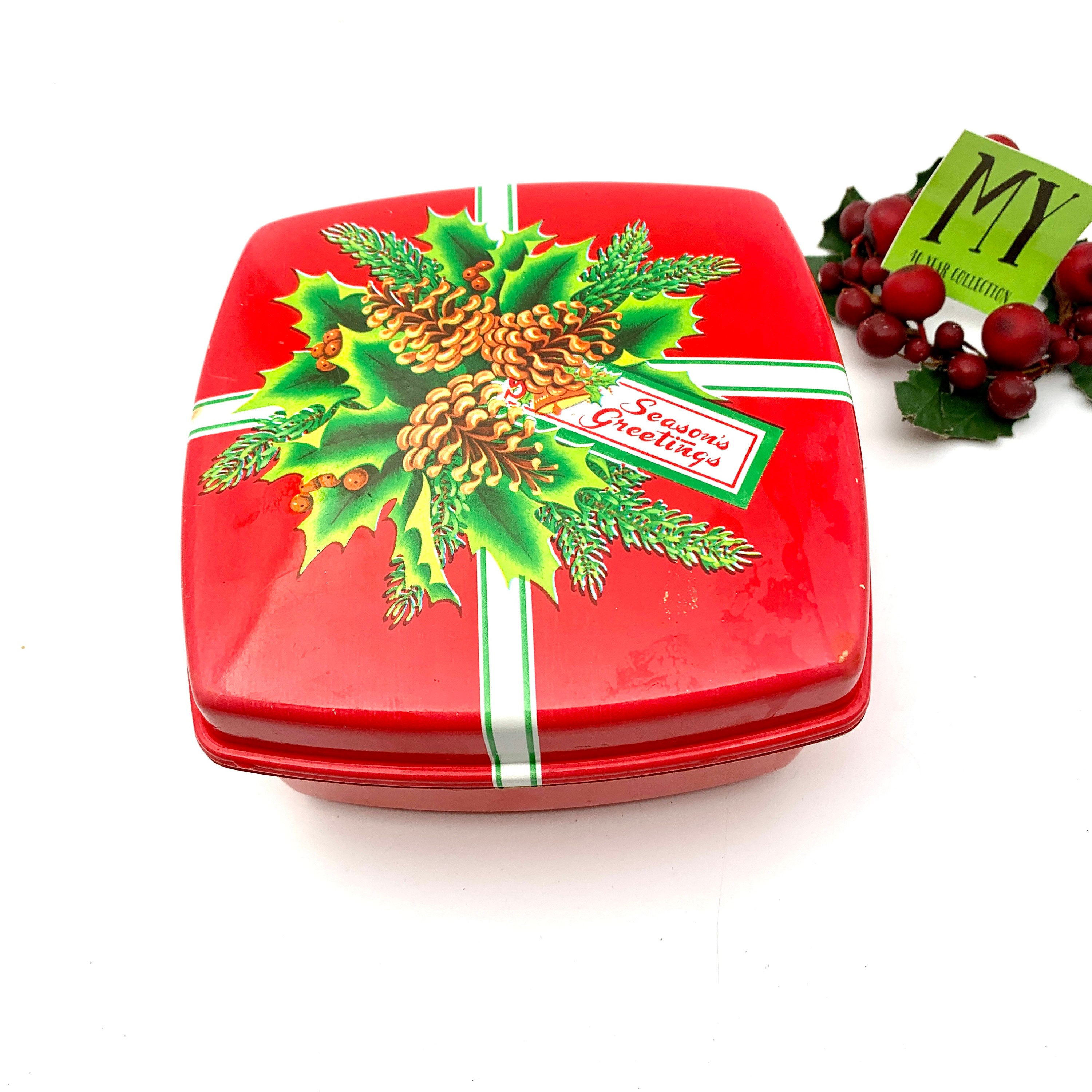 Christmas Plastic Containers w Covers 4.5”Hx8”D, S21, Select: Theme