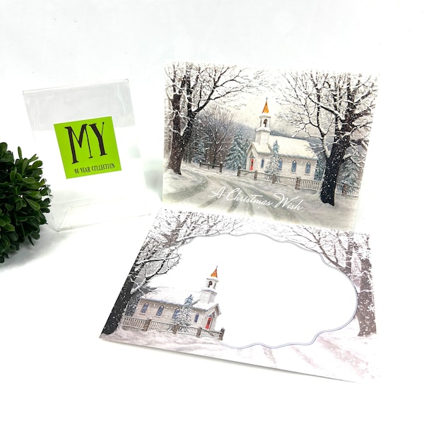 Vintage Unused Christmas Card - True Meaning Of Christmas - Snowy Church Winter Scene - Matching Envelope - My40YearCollection