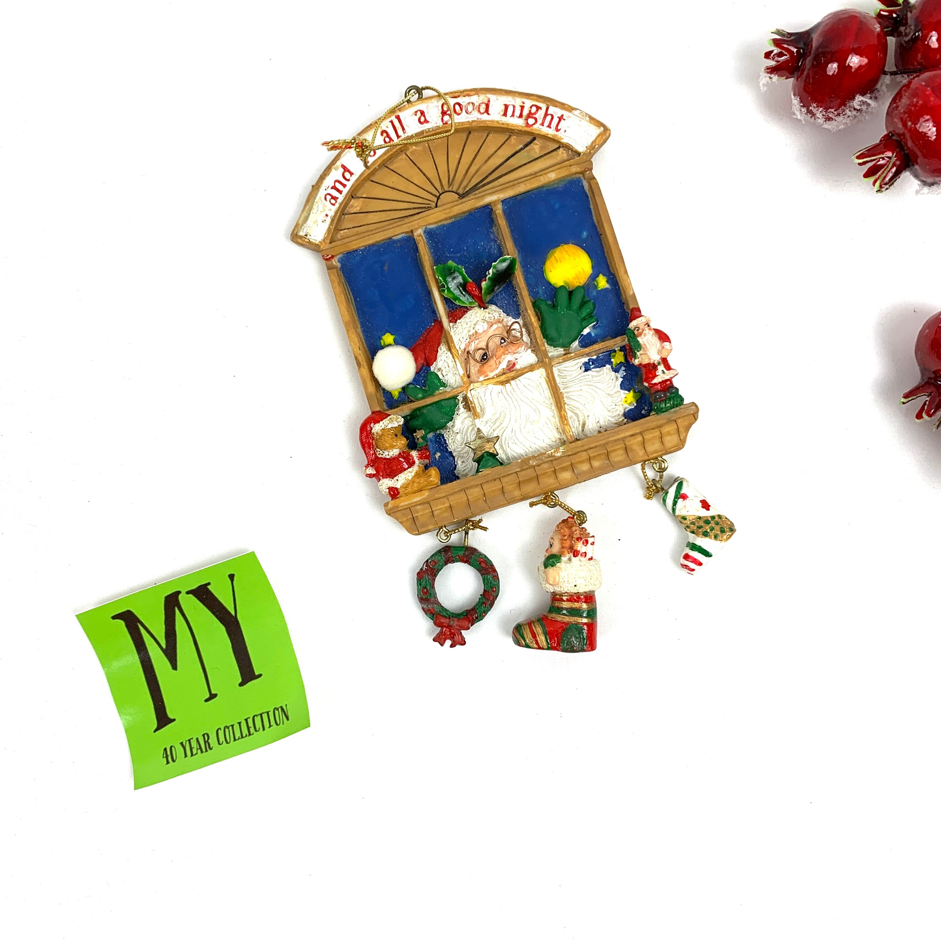 アメリカングラスサイン サンタアンティーク金箔 ビンテージ Hand made