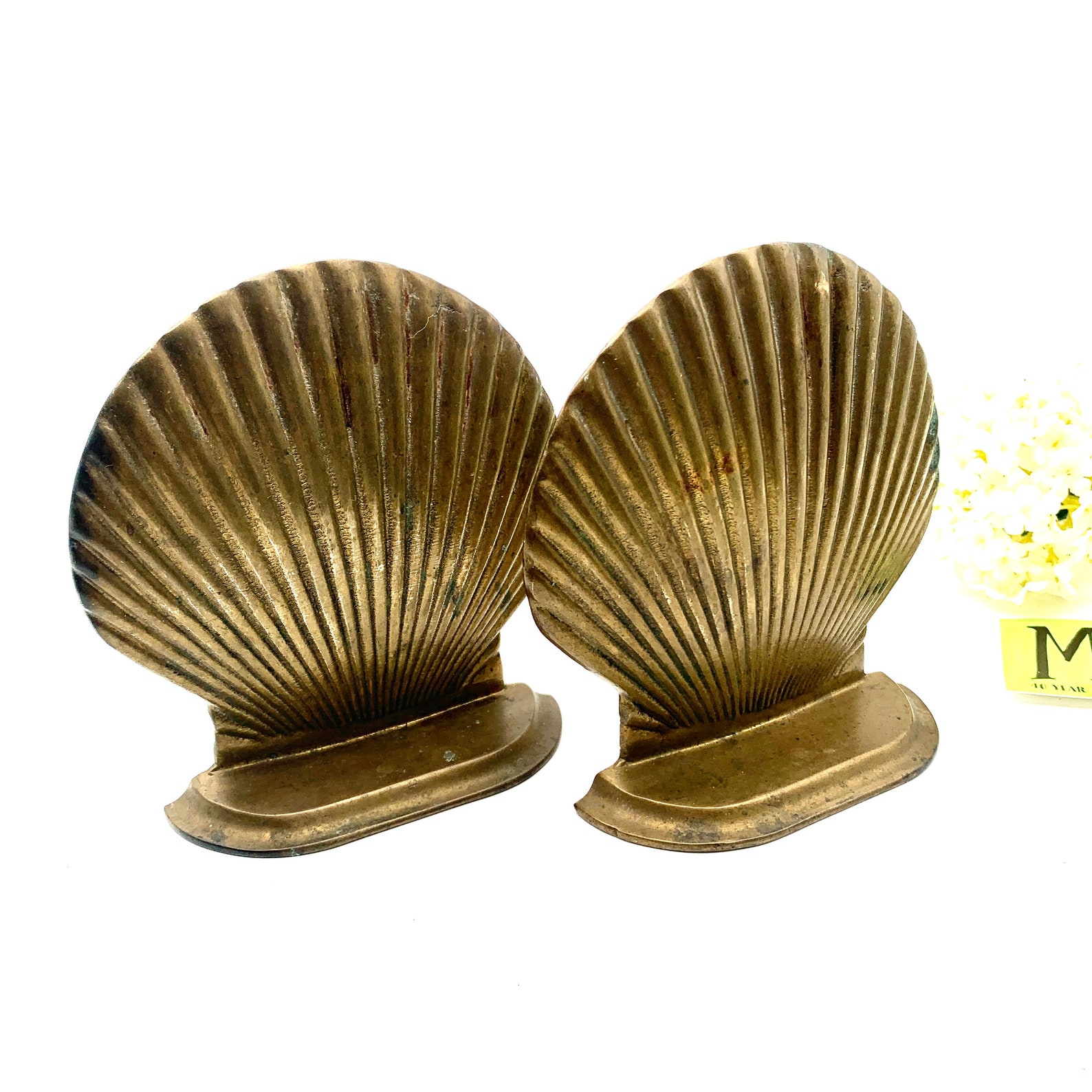 Vintage Solid Brass Clam Shell Bookends Brass Coastal Decor Etsy