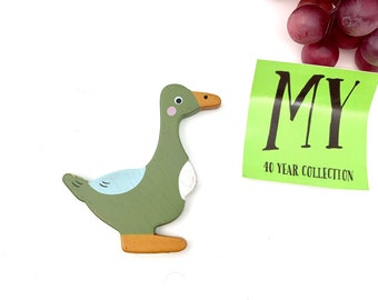 Ímã de geladeira vintage de ganso de madeira - Pato de Taiwan pintado à mão