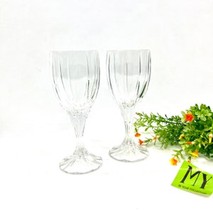 Vintage Pair of Berkley Water Goblets by Mikasa Pressed Glass Wine Glasses My40YearCollection