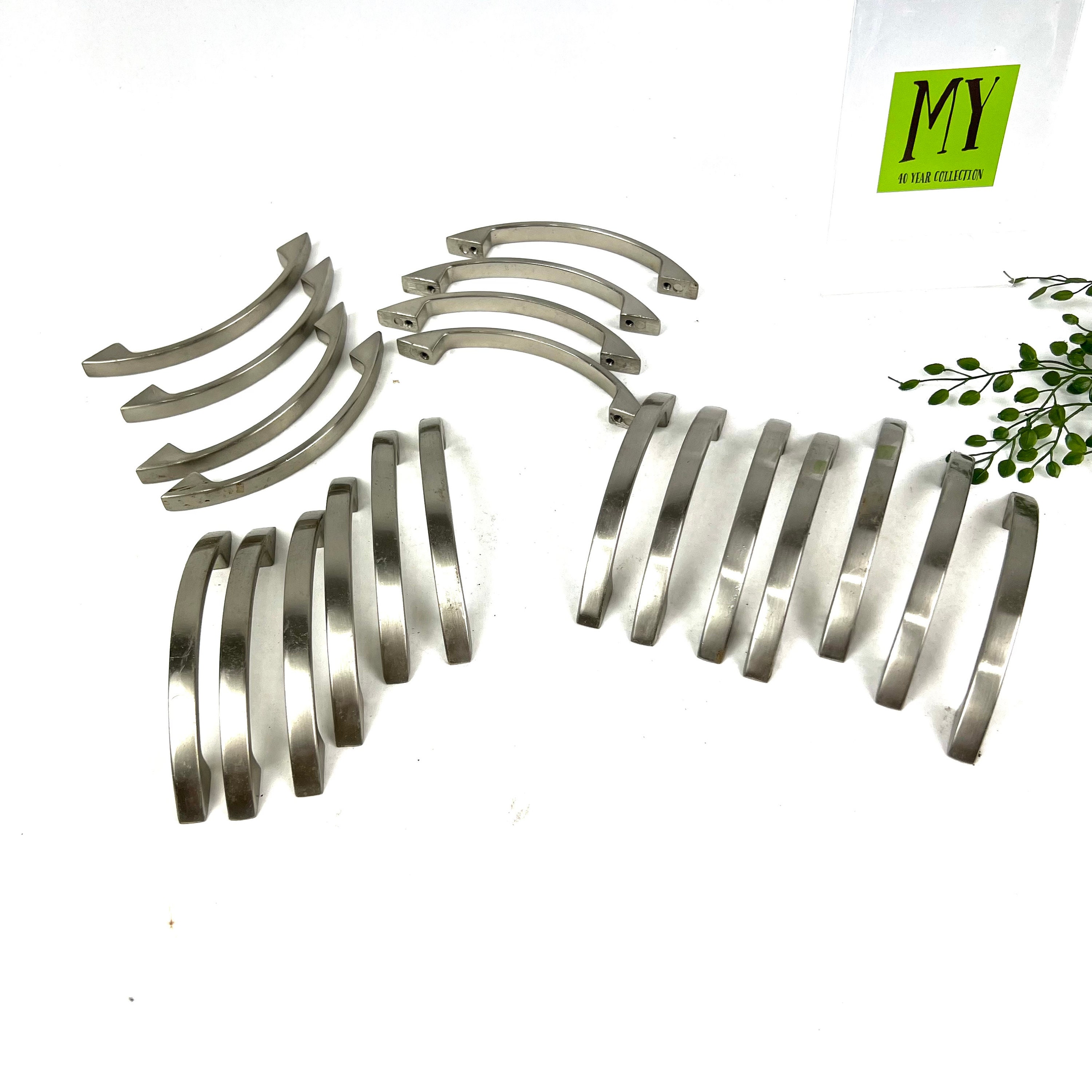 Vintage Brushed Nickel Arched Drawer Pulls Kitchen Etsy