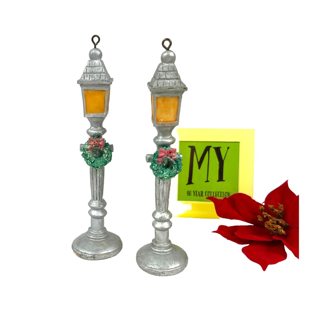 Vintage Christmas Lamp Post Ornament Fairy Christmas Ceramic Lamp Post
