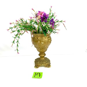Rare Mid Century Porcelain Gold Footed Jardiniere Made in Italy Gold Scroll Floral Planter Vase Art nouveau Style My40YearCollection