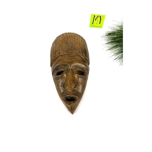 Vintage Hand-Carved Wood African Tribal Mask - Wall Decor