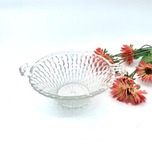 Vintage Honeycomb Clear Glass Bon Bon Bowl with Two Handles Indiana Glass My40YearCollection