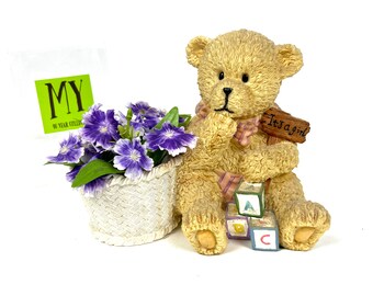 Vintage Ceramic Teddy Bear "It's A Girl" Planter: Baby Shower Decor