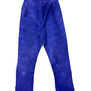 Vintage Leather Pant Suit Set: Julien K Purple Abstract Jacket, Size 8-10 image 3