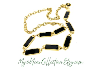 Vintage Gold Tone Chain Link Belt: Adjustable Charm Necklace