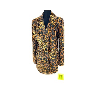 Vintage Jacket Blazer - Leopard Print - EsterRefatta - Made in Italy - Small  - Satin Lined Faux Leopard Fur - My40yearCollection